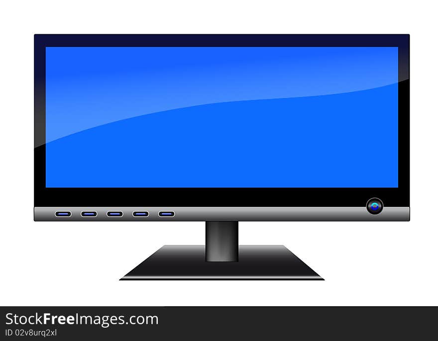 A 3d LCD Monitor. Clean blue display. A 3d LCD Monitor. Clean blue display.