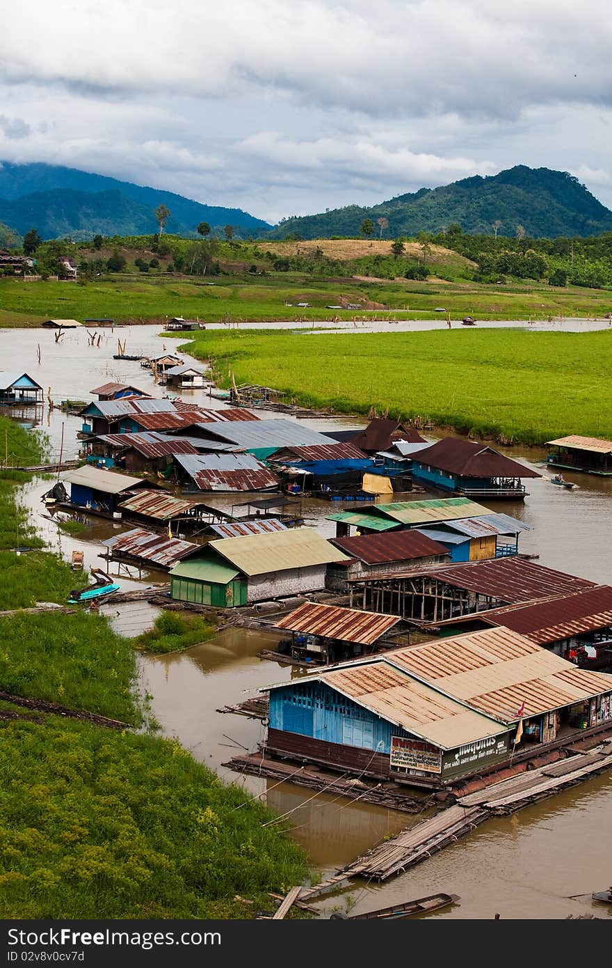 Boathouse in a dry season,Thailand. Boathouse in a dry season,Thailand