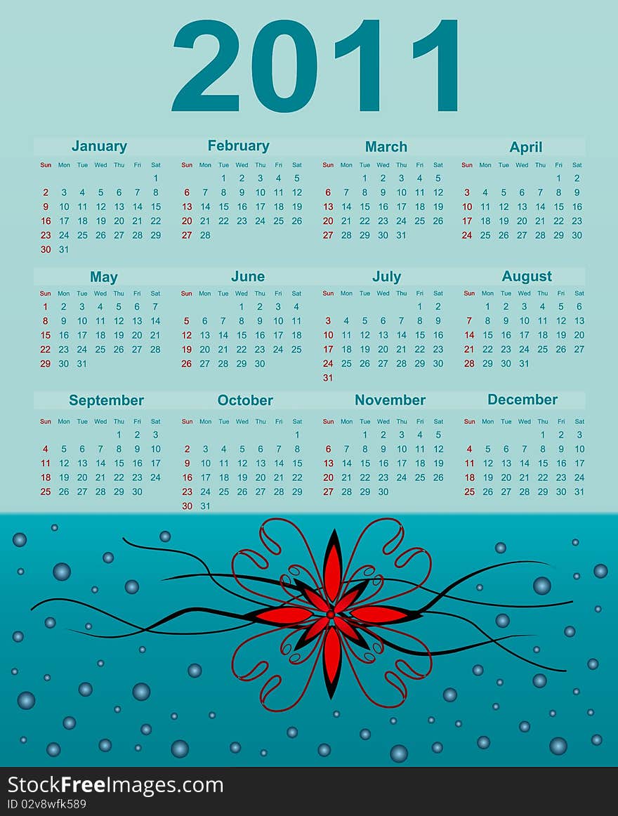 2011 Calendar. Abstract design background