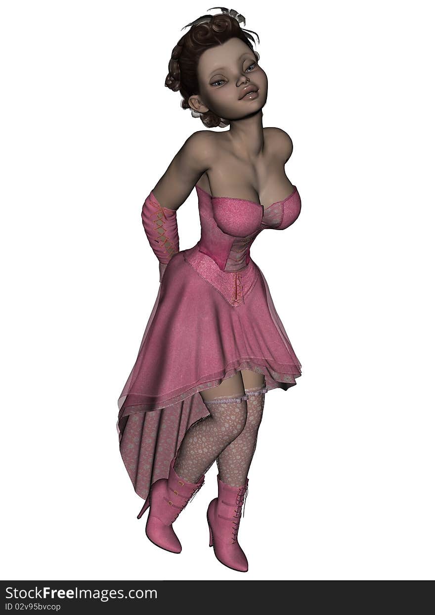 3D Render Female Pin Up Pose