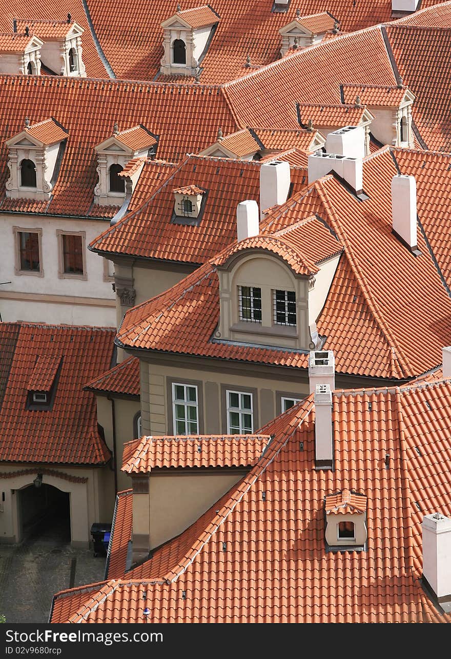 Red roofs of Prague