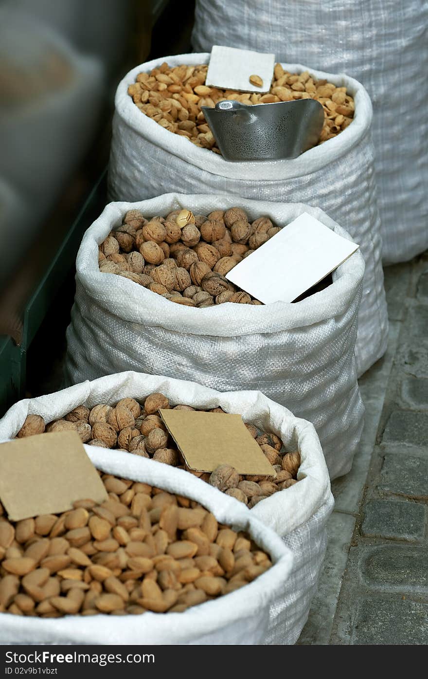 Nuts and almonds at bazaar