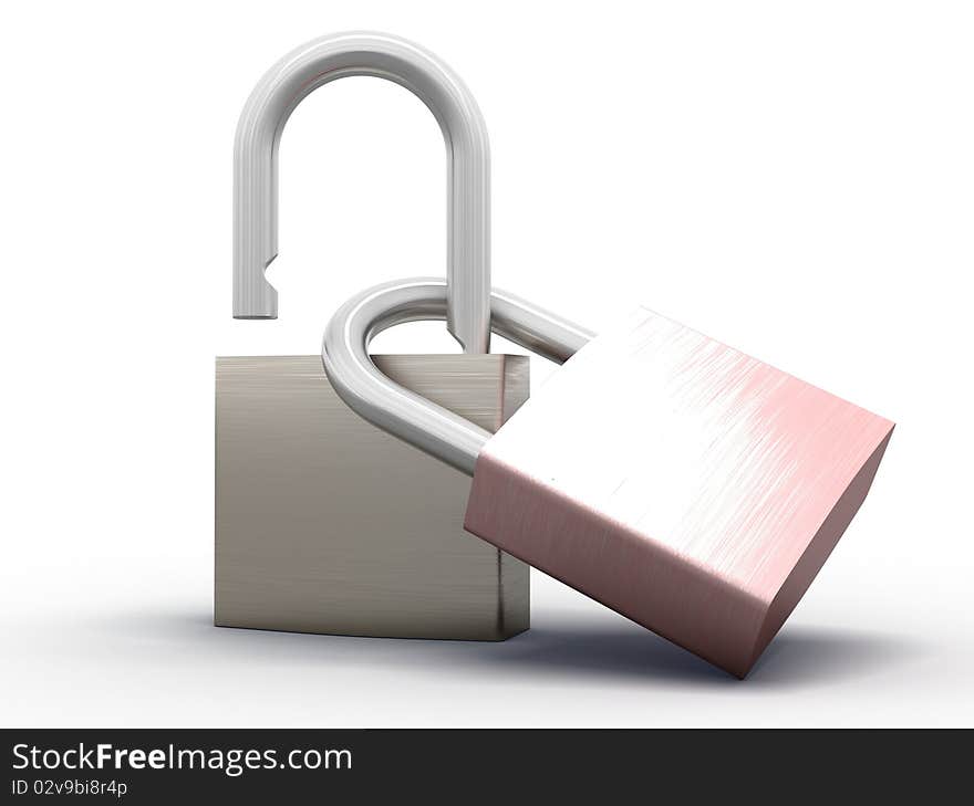 3d image of two padlocks