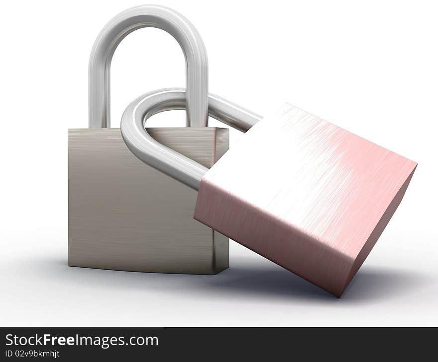 3d image of two padlocks