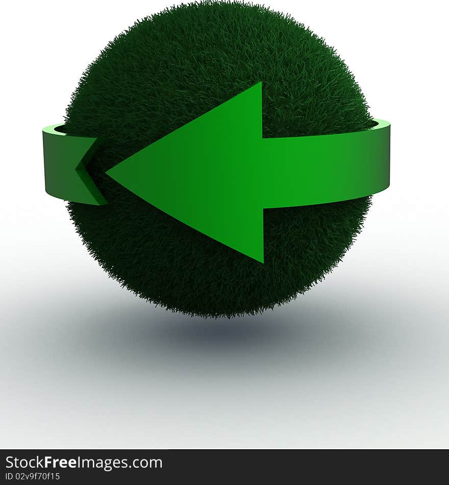 Green arrows circling around a green planet. Green arrows circling around a green planet