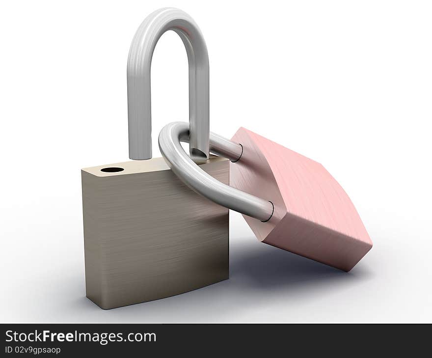 3d image of two padlocks