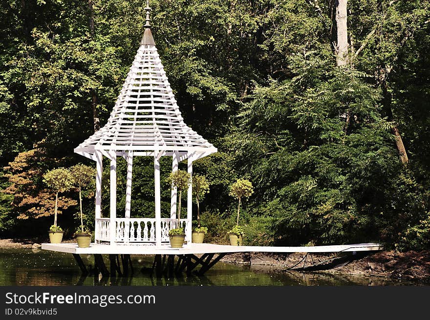 A beautiful secluded lake veranda