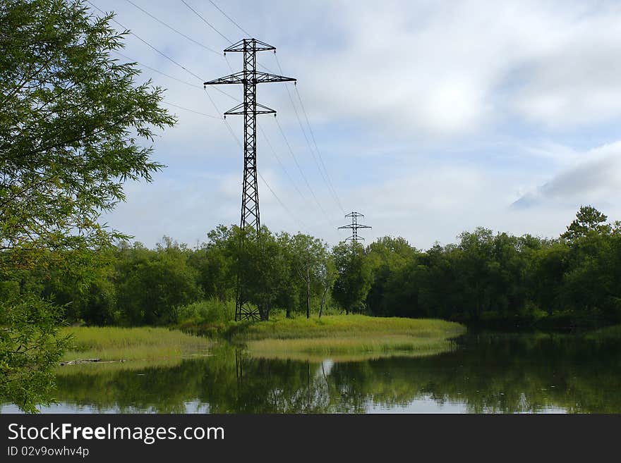 Landscape, with a high-voltage line.