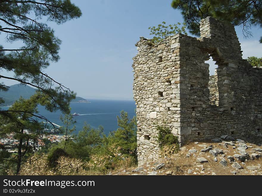 Ruins of an ancient tower on a Greek island. Ruins of an ancient tower on a Greek island