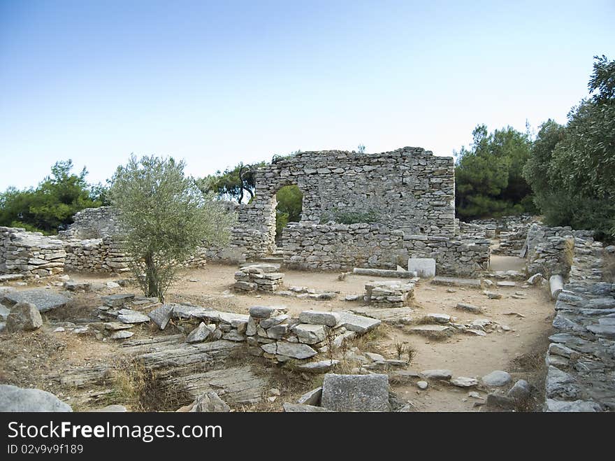 Ancient Greek town site on an island in the Aegean. Ancient Greek town site on an island in the Aegean