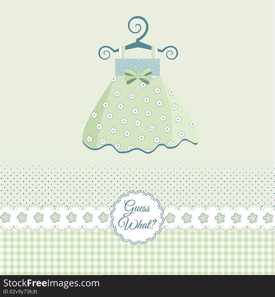 Baby girl arrival announcement card, vector. Baby girl arrival announcement card, vector