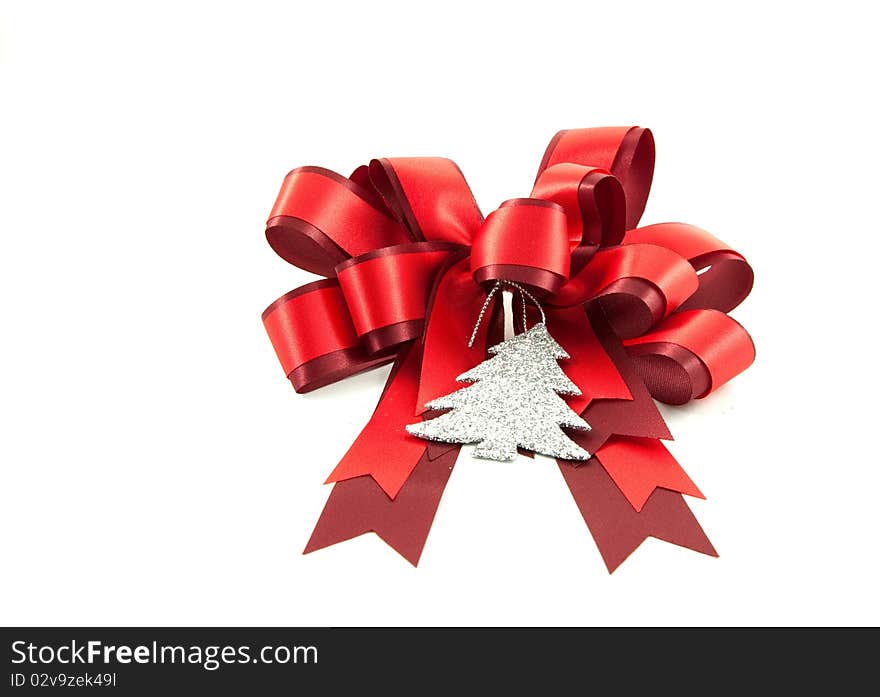 Red ribbon bow using for decorate any gift