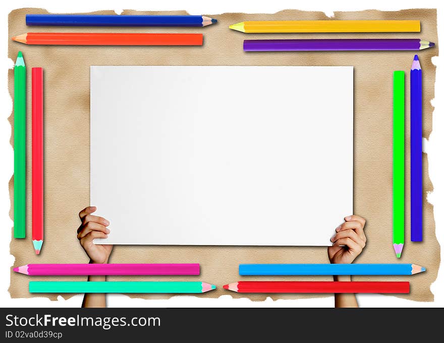 Pencil Frame  On Paper  Background