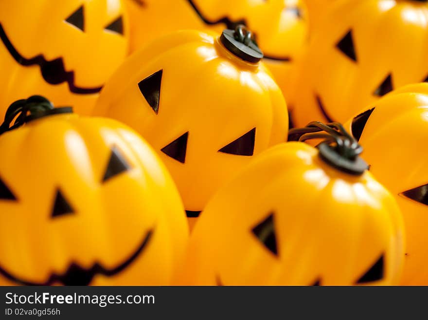 Close up on some pumpkins: halloween.