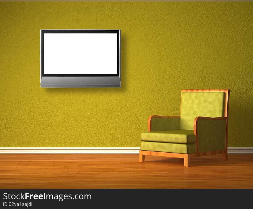 Green Chair With Lcd Tv