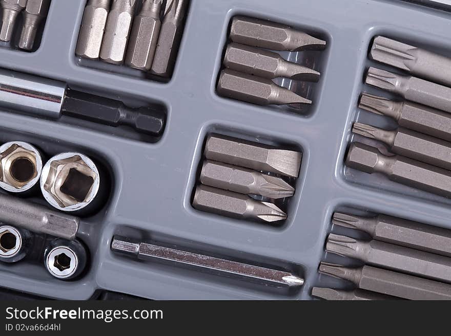 A set of tools: tips for screwdrivers