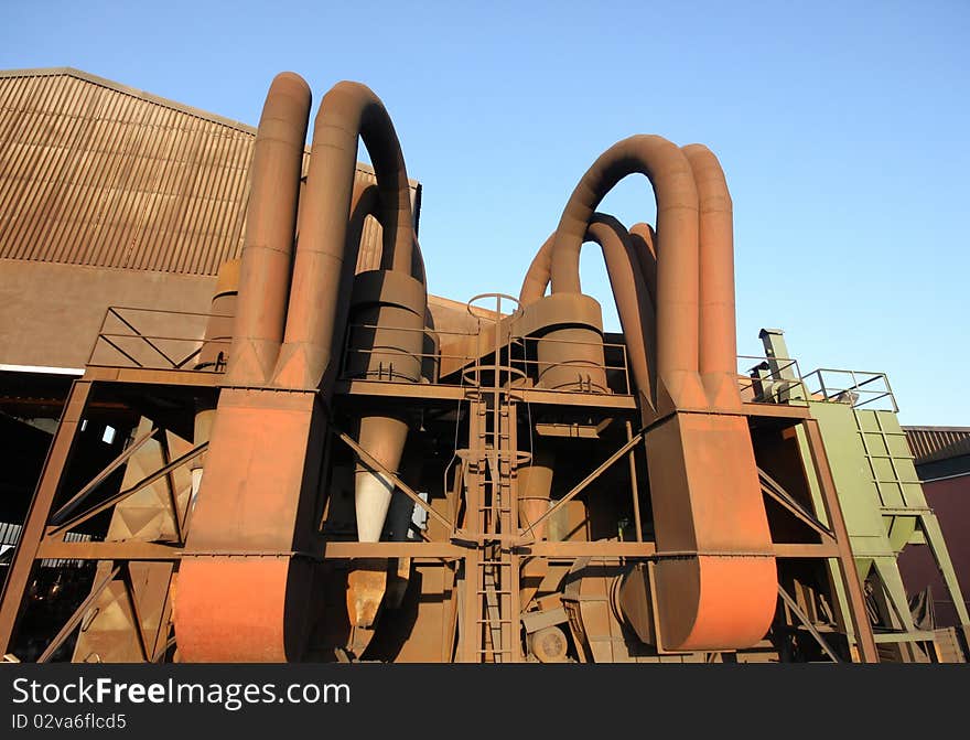 Old chimneys in a factory