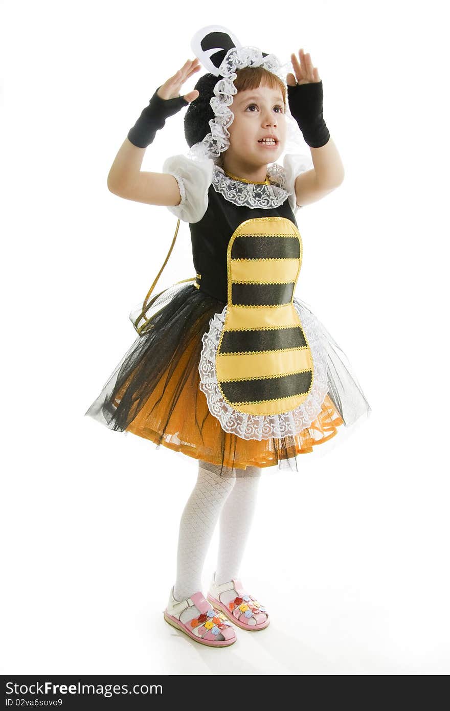 Small girl is dressed bee