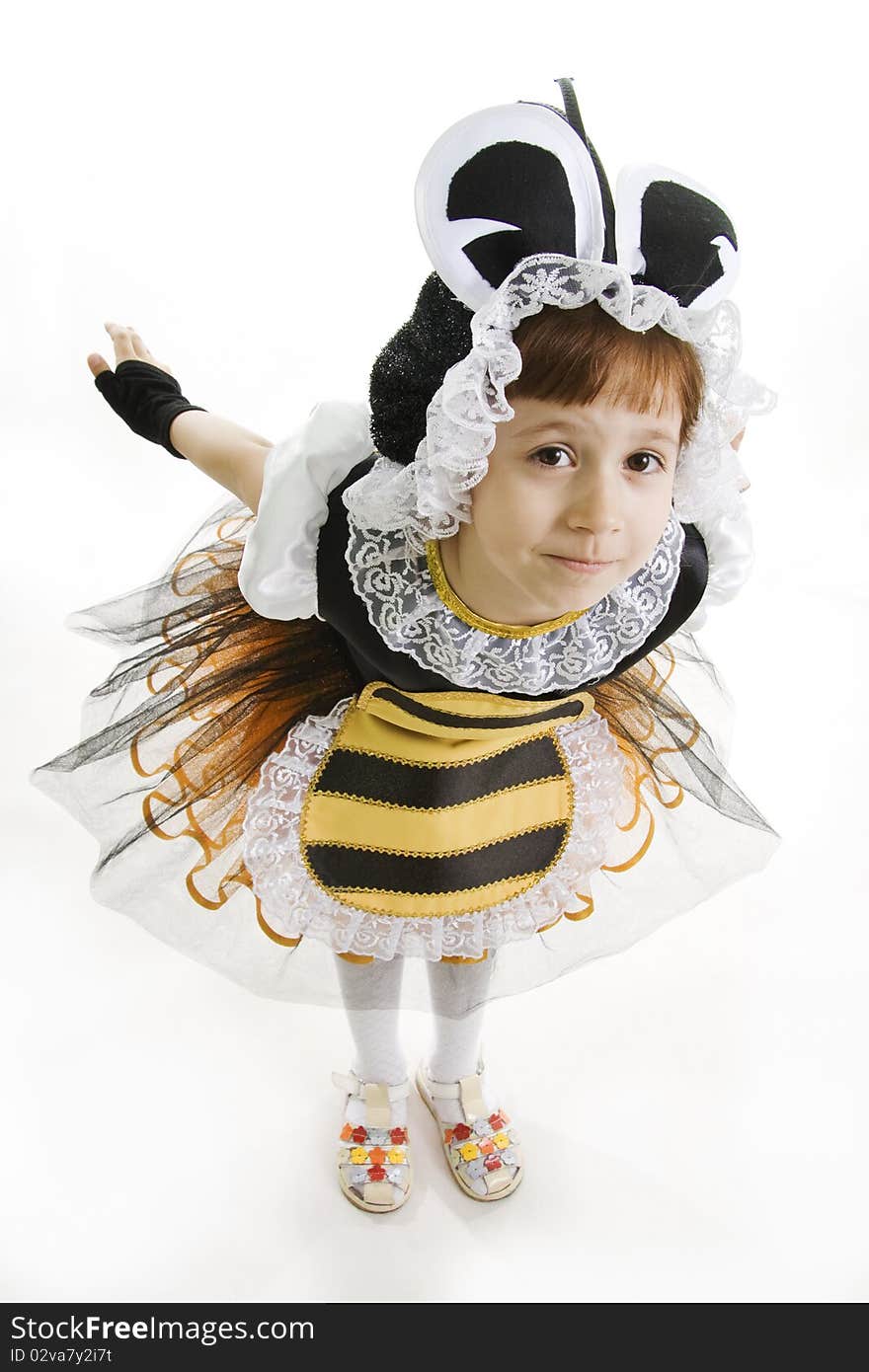 Small Girl Is Dressed Bee