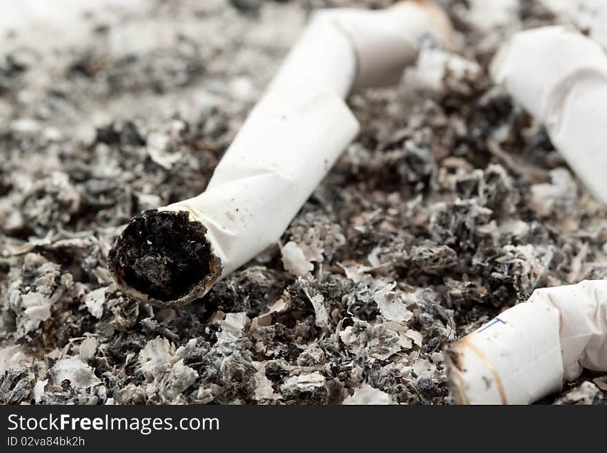 Close up image of cigarette and cigarette ash. Close up image of cigarette and cigarette ash