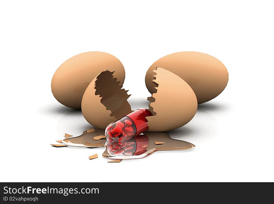 Egg and heart filled pill. conceptual design