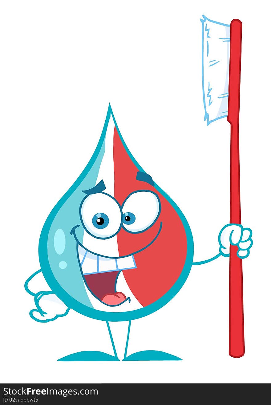 Toothpaste character holding a toothbrush