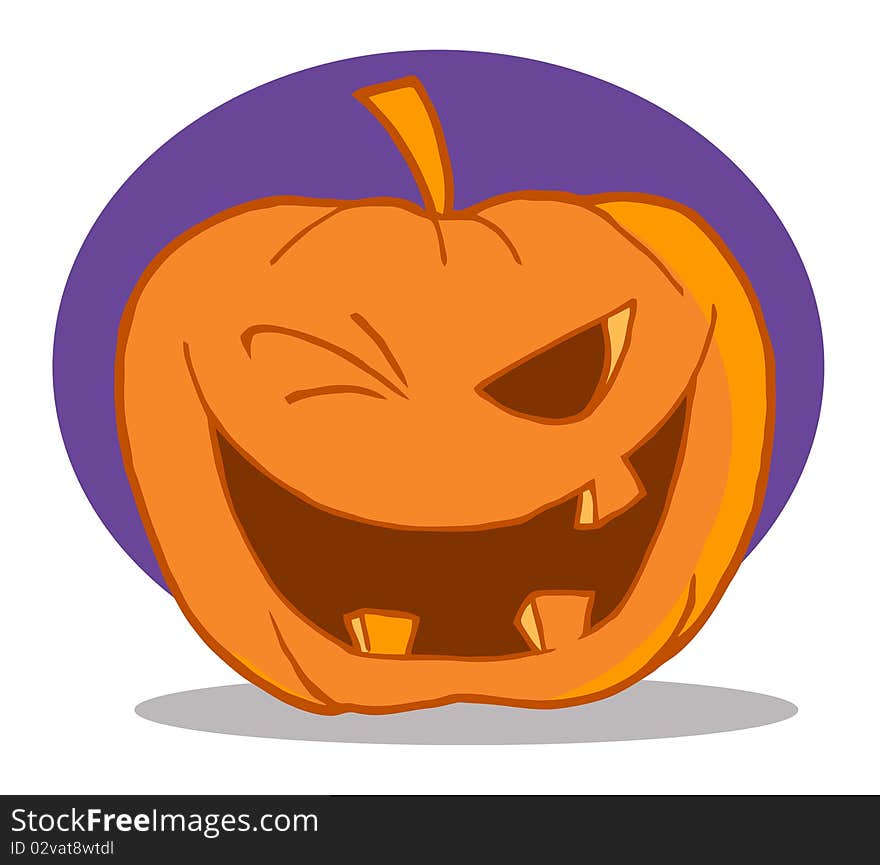 Toothy jackolantern pumpkin winking of blue background. Toothy jackolantern pumpkin winking of blue background