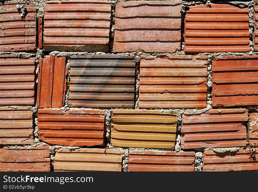 Part of unusual brick wall texture