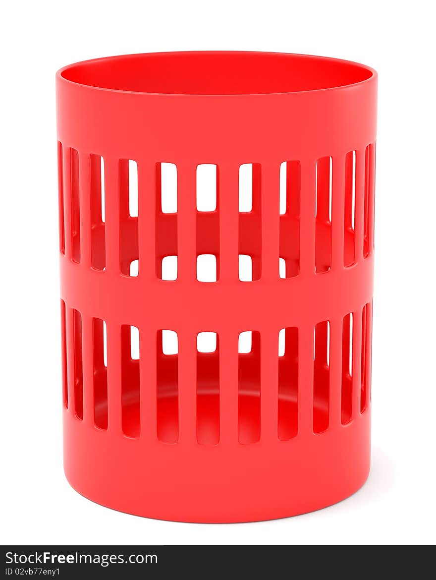 Red trash can