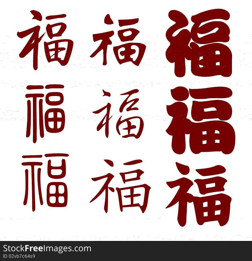 Chinese characters means Luckiness in different style