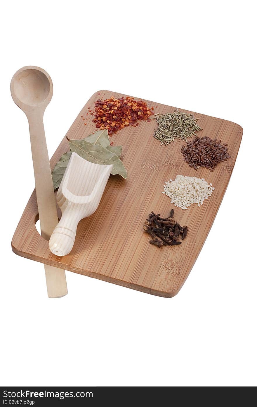 Kitchen board with spices