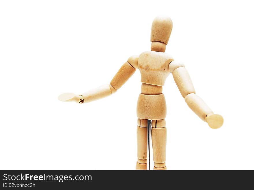 Wooden mannequin human model scale isolated