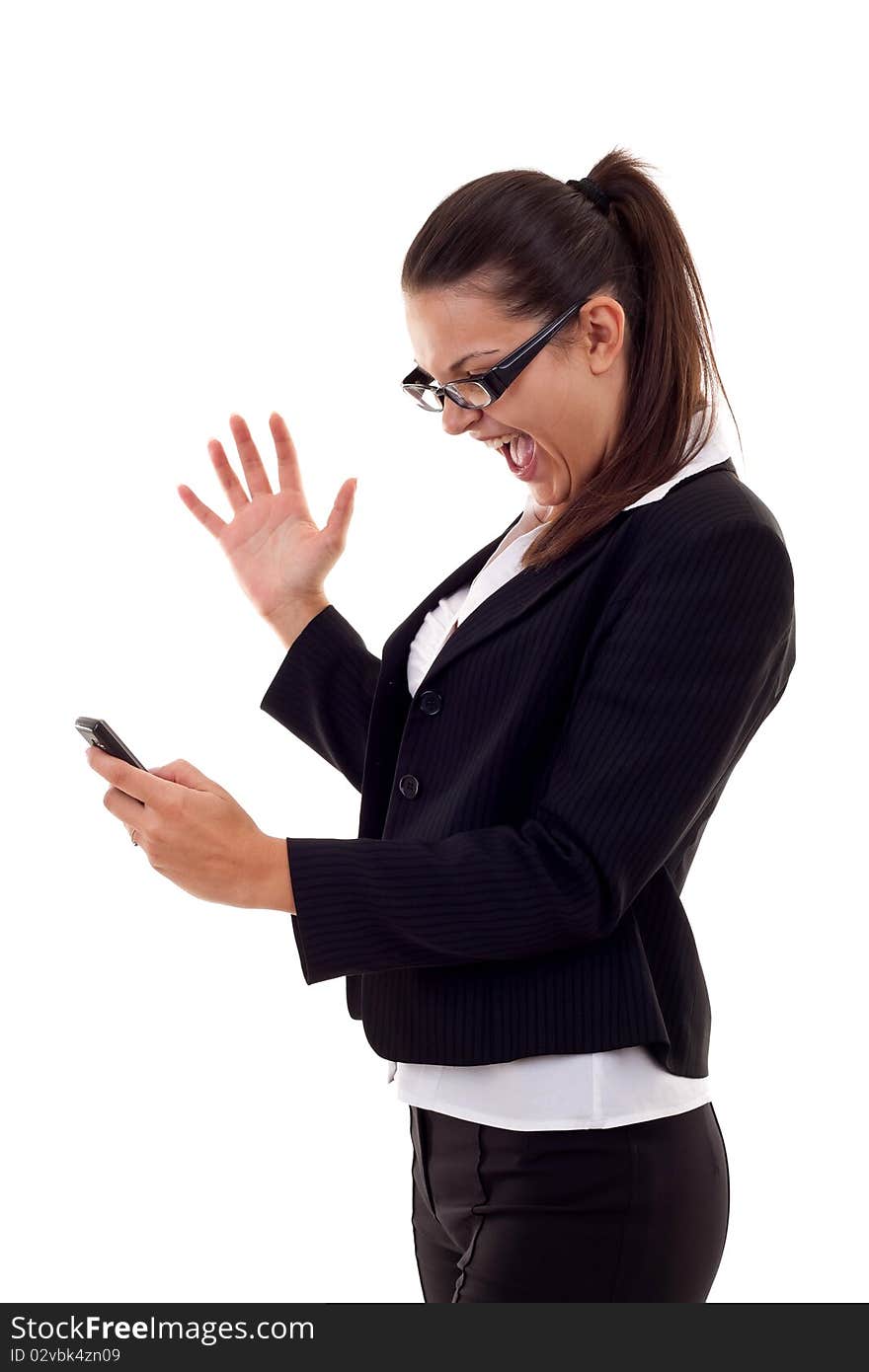 Woman Shouting To A Phone