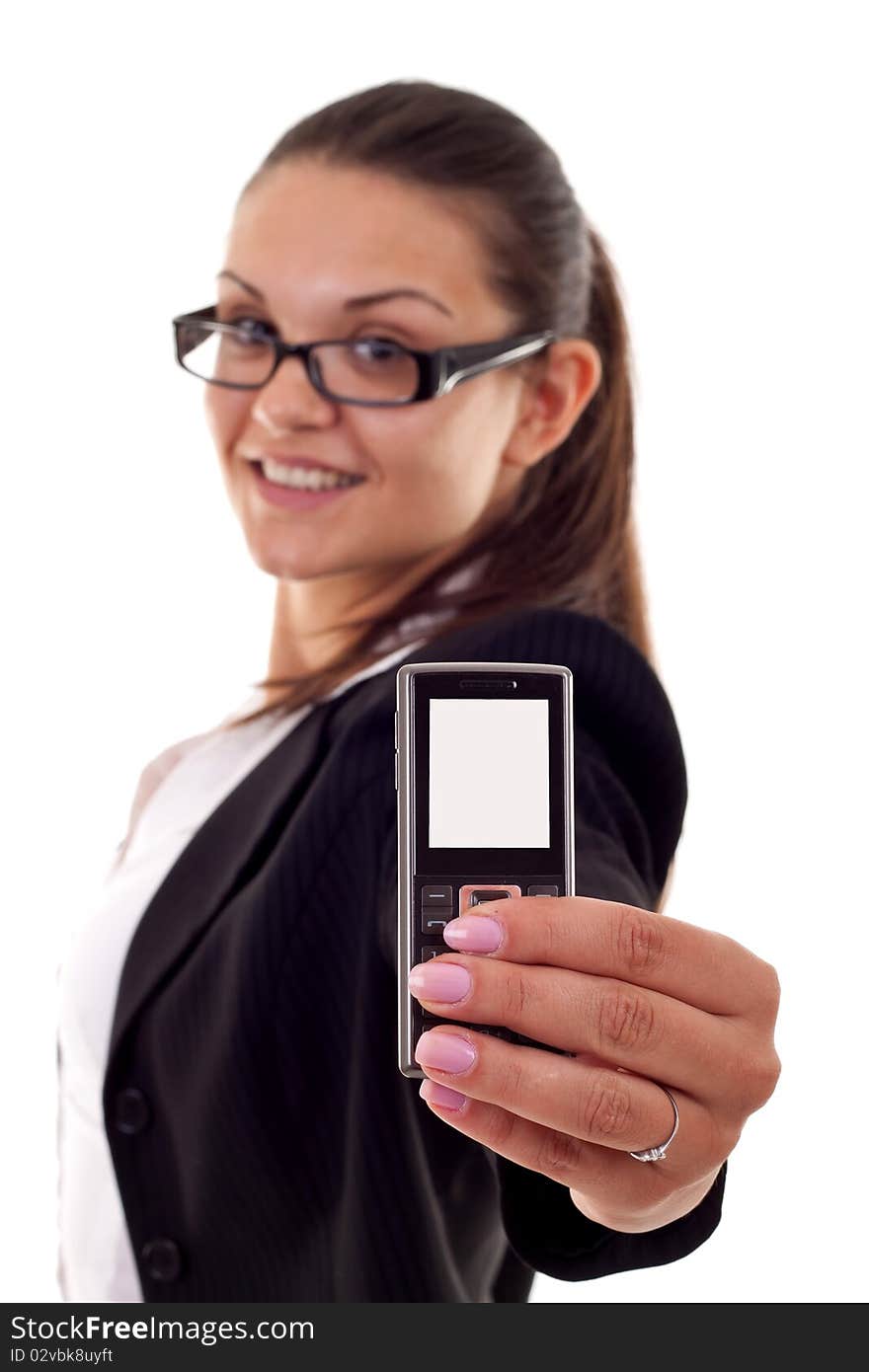 Woman Presenting A Mobile Phone