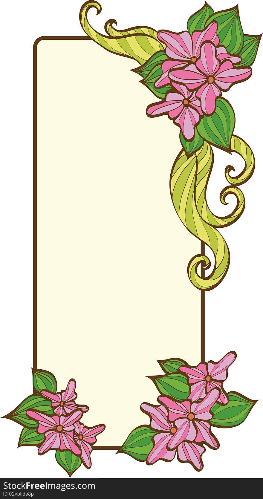 Frame with flowers. No gradient