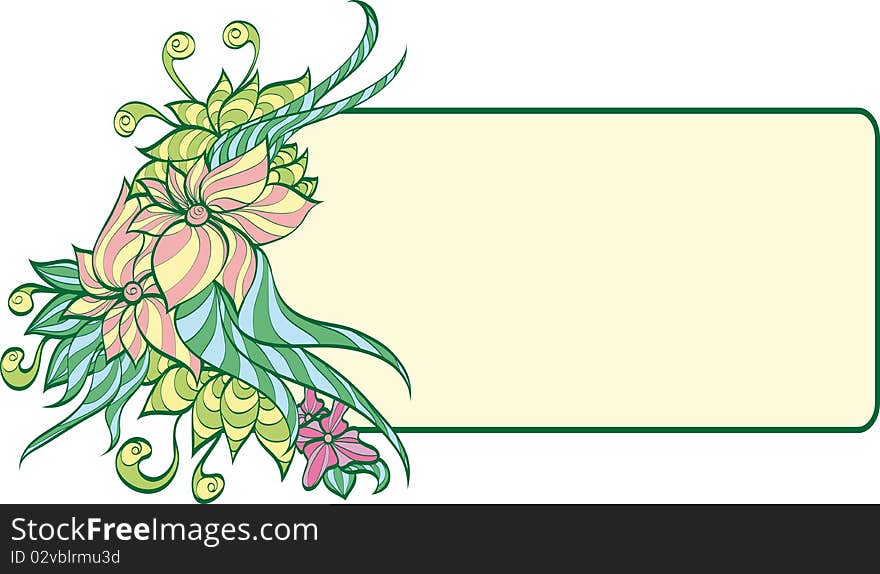 Illustration floral frame. No gradient