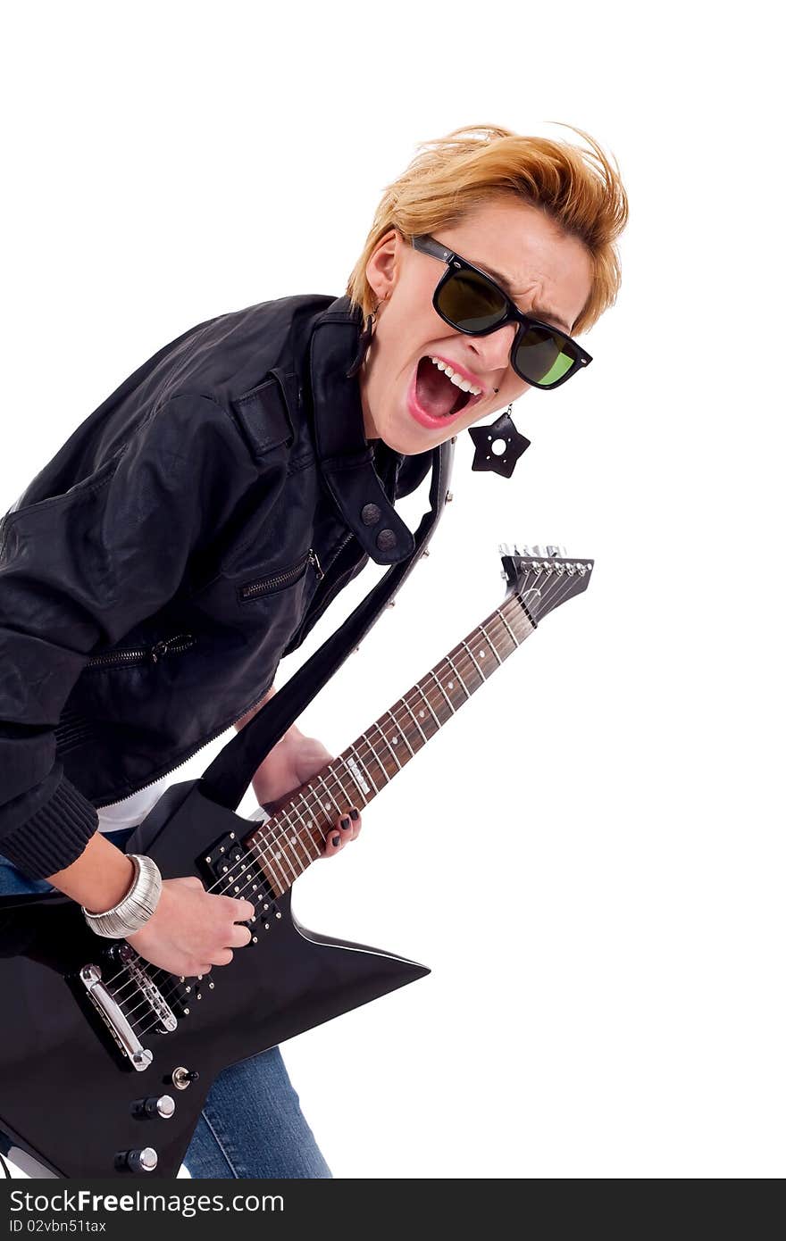 Girl With Sunglasses Playing Guitar