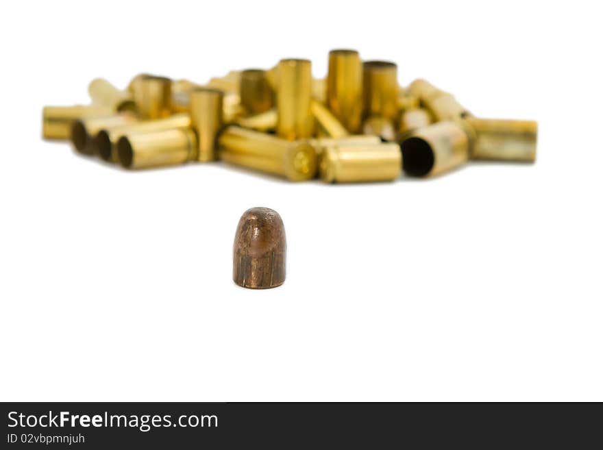 The head of bullet in front of  the group of gun shelling