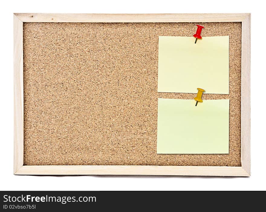 Bulletin board with two notepads. Bulletin board with two notepads