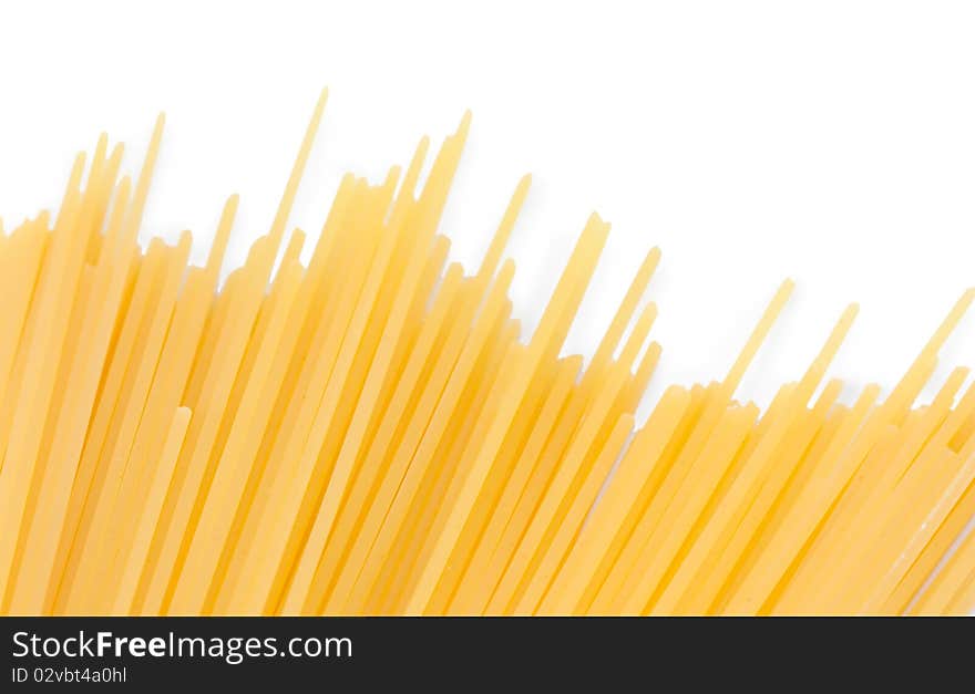 Spaghetti noodles on white background