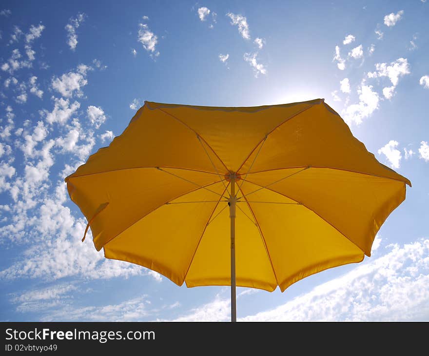 Beach yellow umbrella