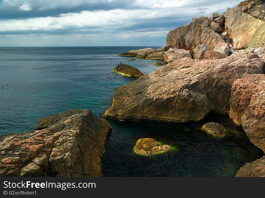 Rocks and sea. Composition of nature.