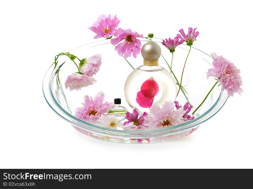 Aromatherapy with pink flowers