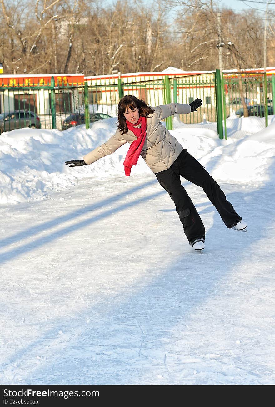 Girl on skate rink