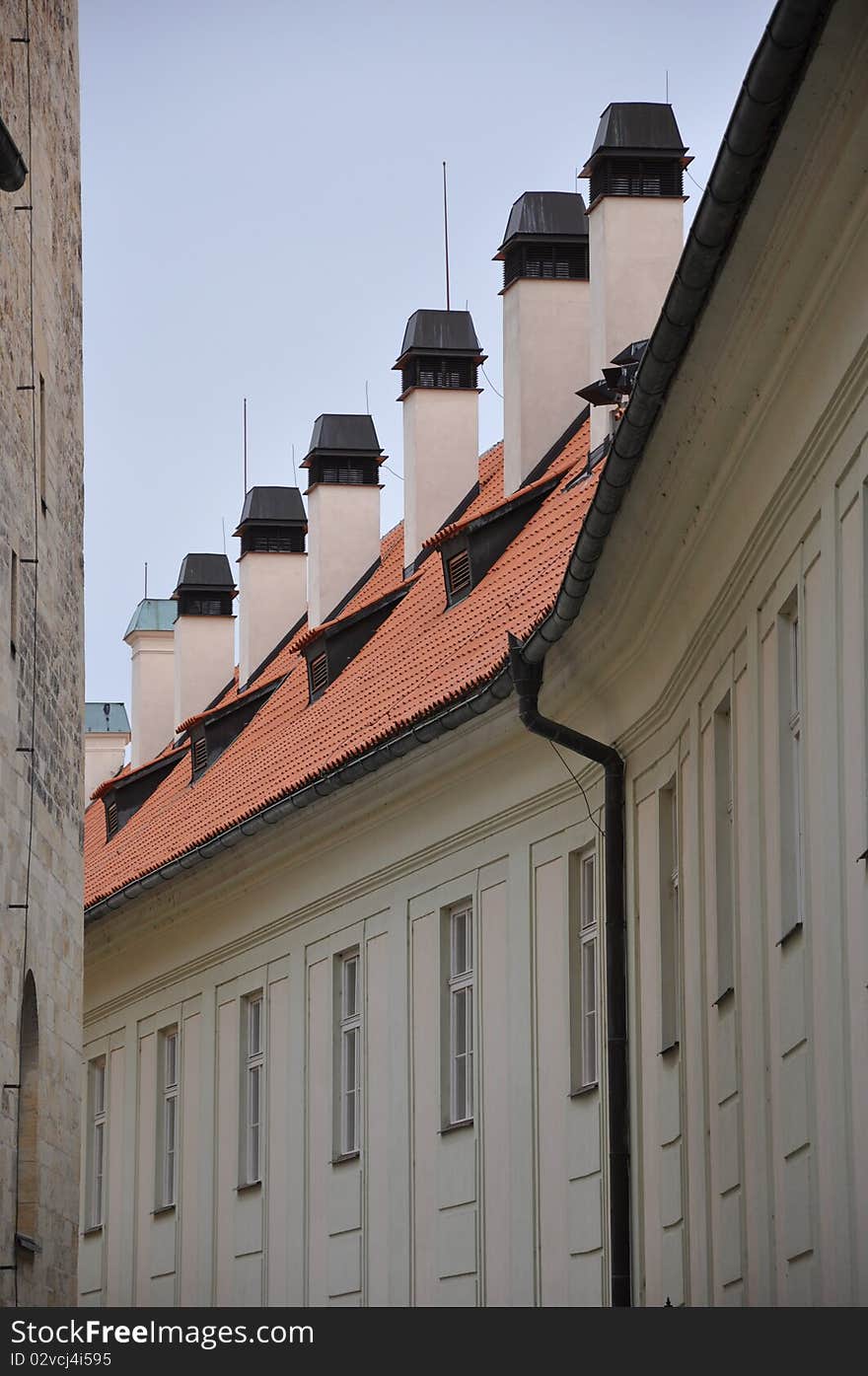 Prague Castle, Hradcany, row chimneys