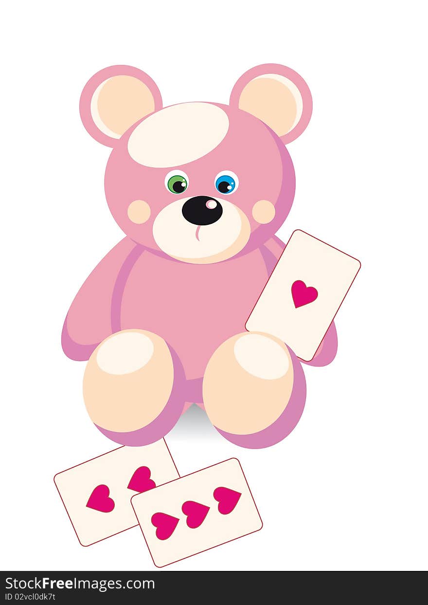 Pink Bear With Hearts