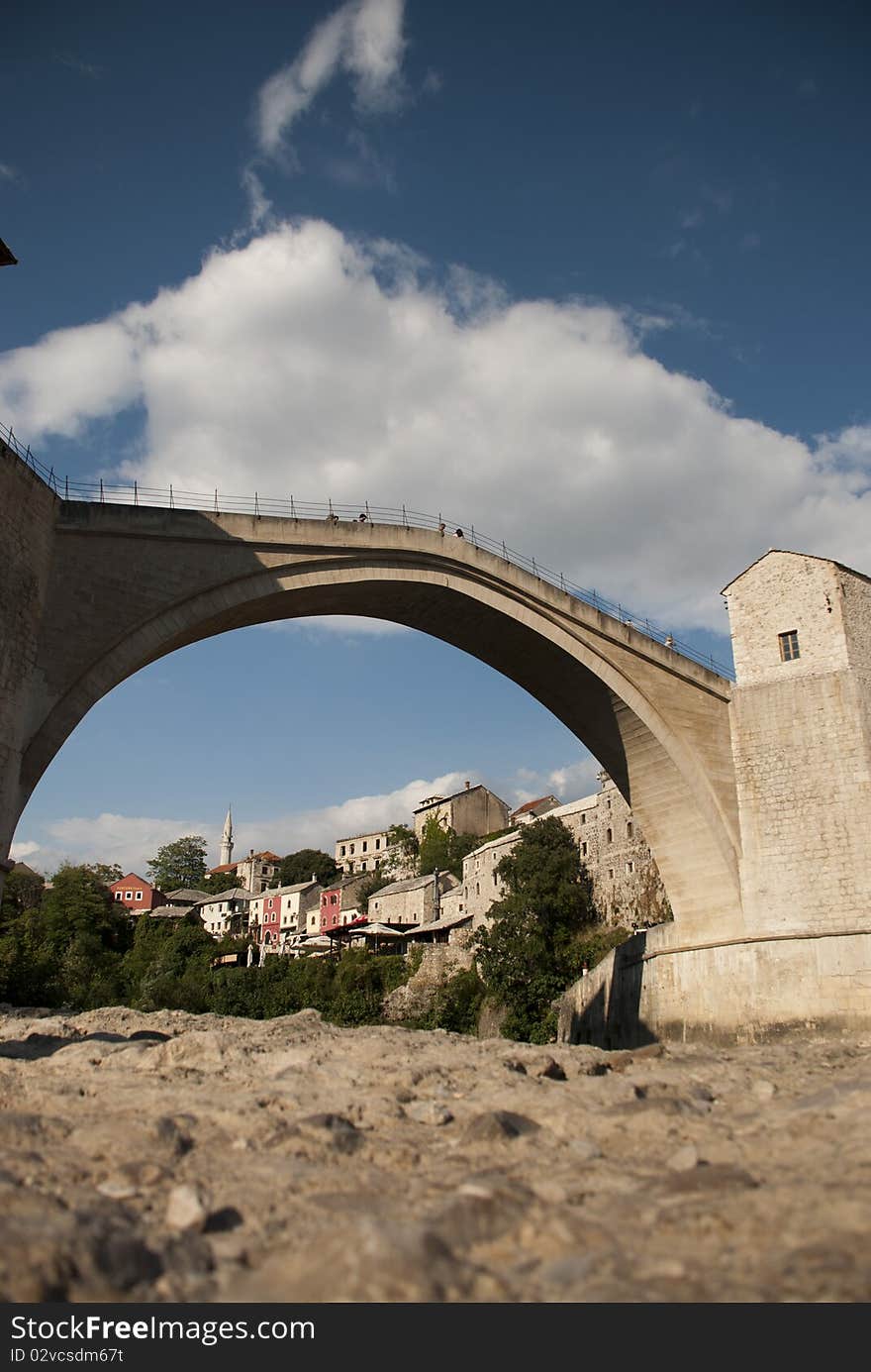 Old bridge Stari most in town Mostar Bosnia and Herzegovina