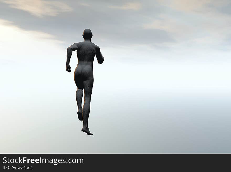 Man ascending into the clouds of heaven concept render. Man ascending into the clouds of heaven concept render