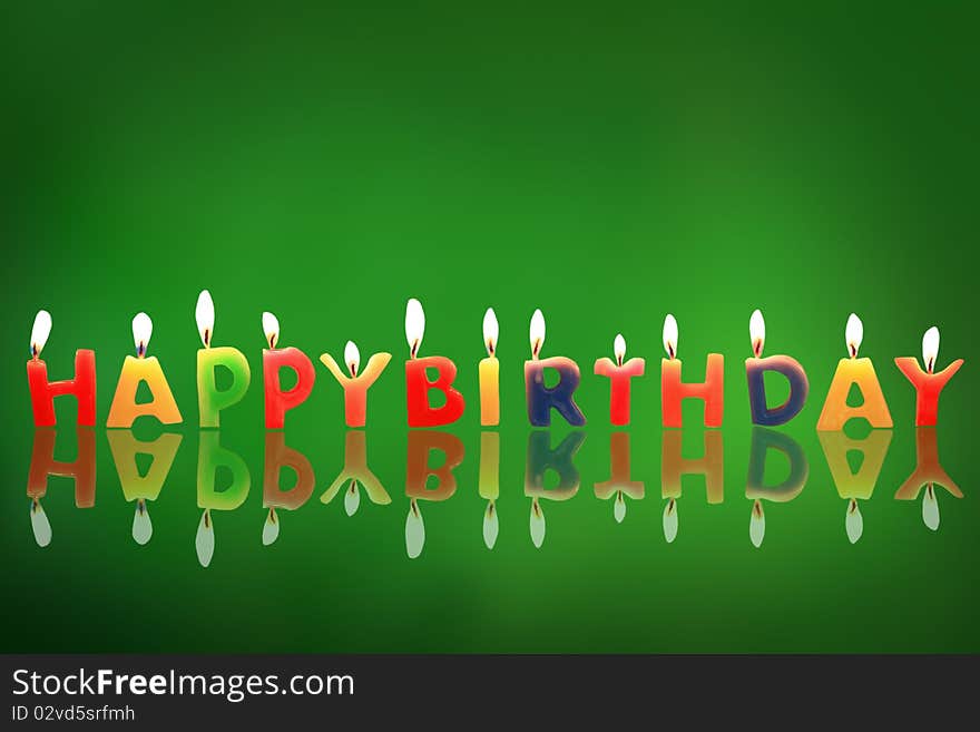 Colorful Happy Birthday candles isolated