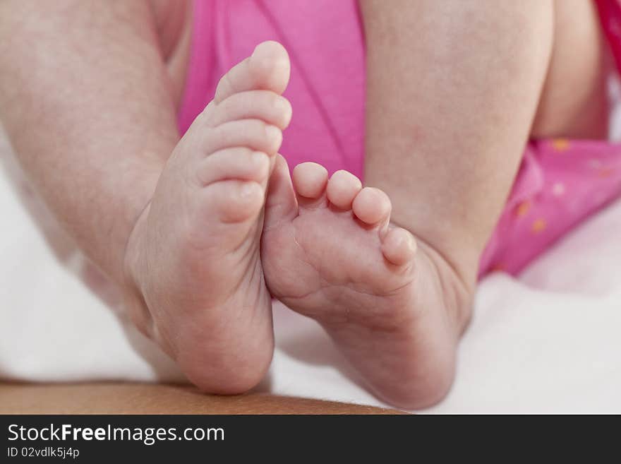 Close up view of a newborn baby feet.